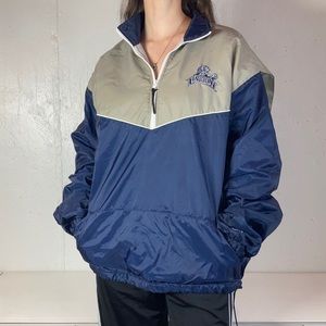 Lincoln University Softball Navy + Tan Lined Quarter Zip Windbreaker